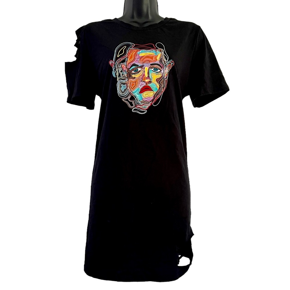 NWT | SHEIN X | Black T-Shirt Dress with Cutouts | Large